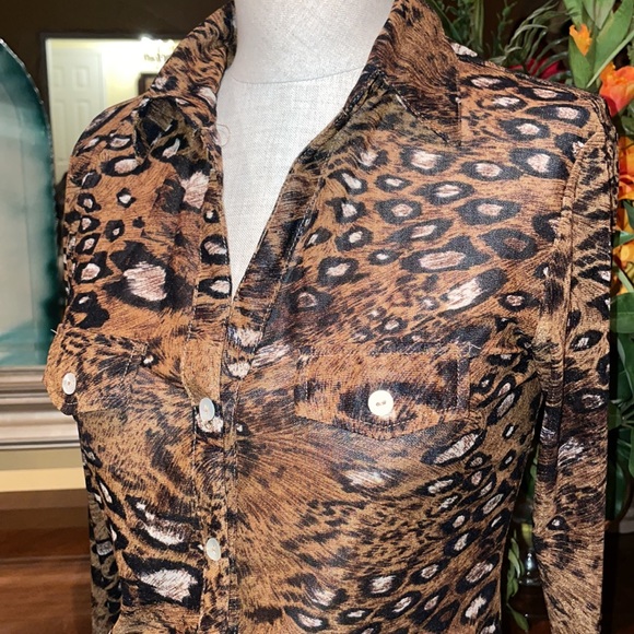 S Line black label leopard print button down shirt - Picture 5 of 9